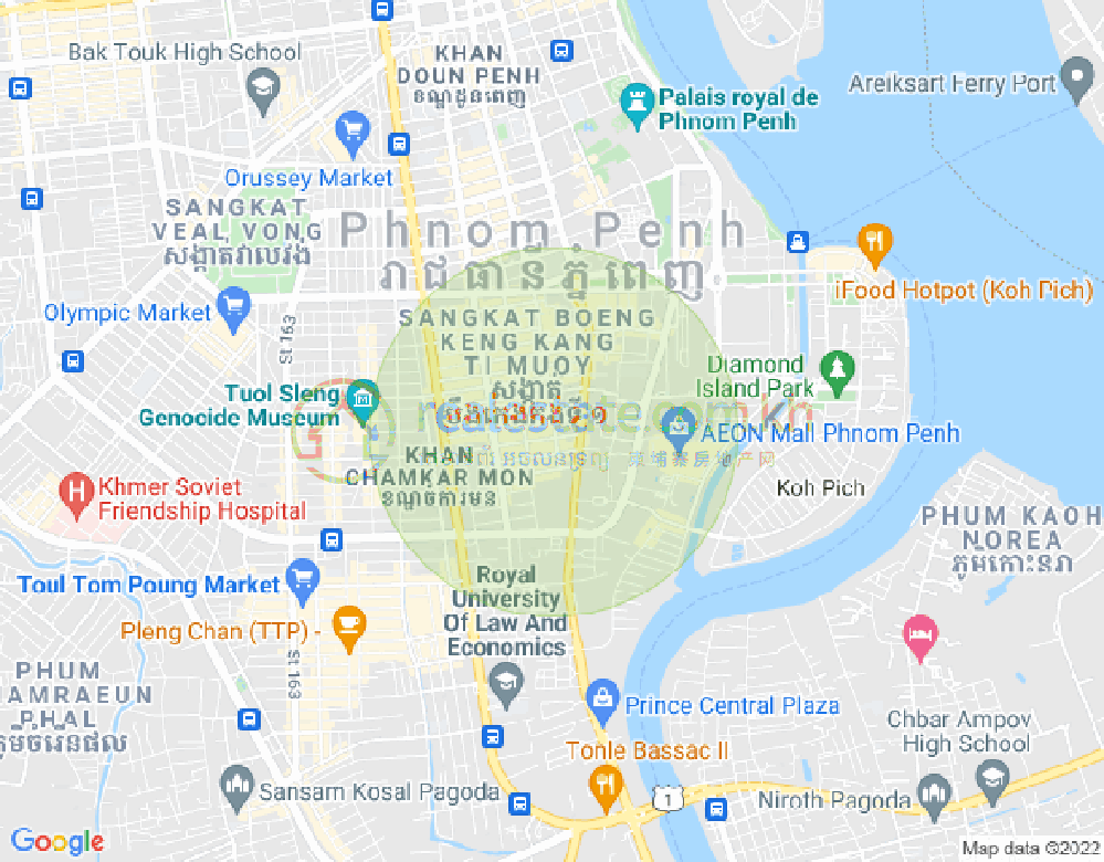 Map of BKK 1, Boeng Keng Kang, Phnom Penh