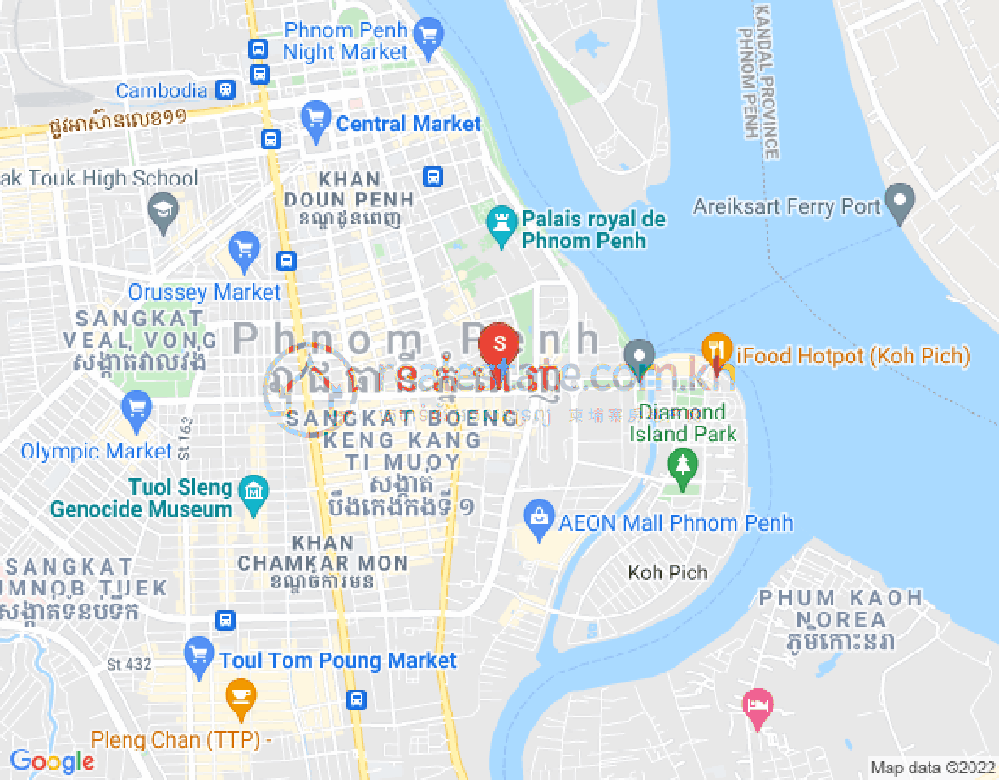 Mapa: Tonle Bassac, Chamkarmon, Phnom Penh