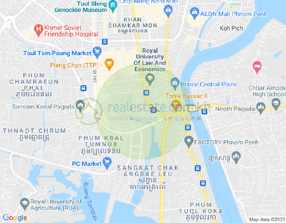 Carte de Phsar Daeum Thkov, Chamkarmon, Phnom Penh