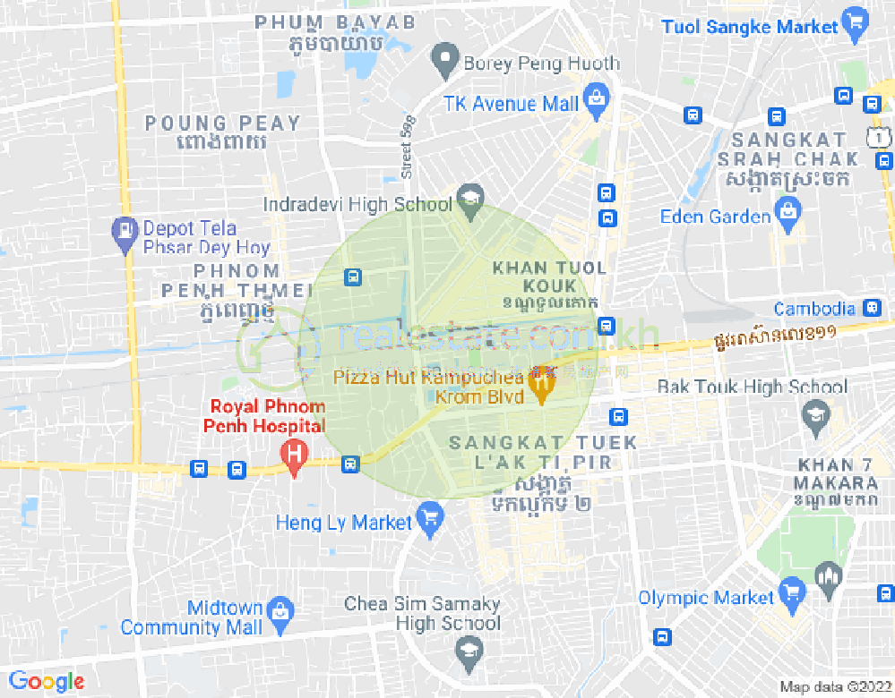 Mapa: Boeung Kak 2, Toul Kork, Phnom Penh