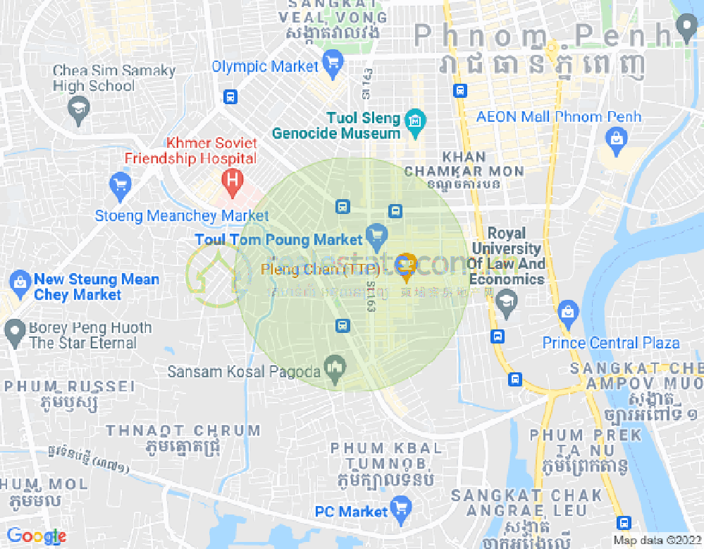 トゥールトンポン1, チャムカモン, プノンペンの地図