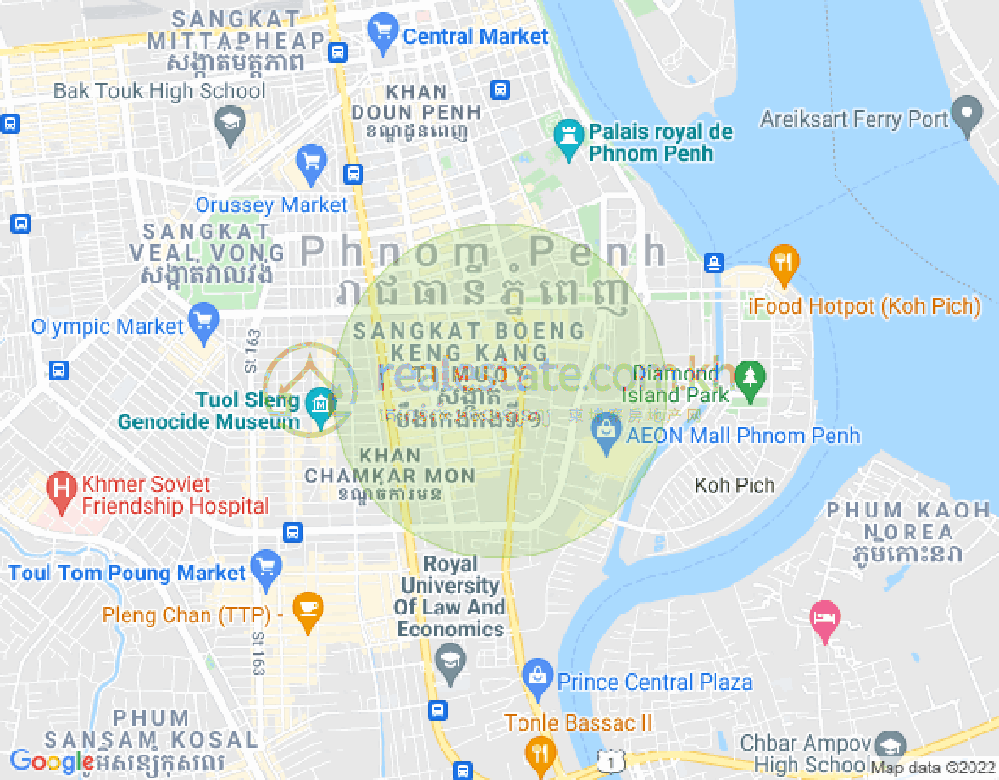 Map of BKK 1, Boeng Keng Kang, Phnom Penh
