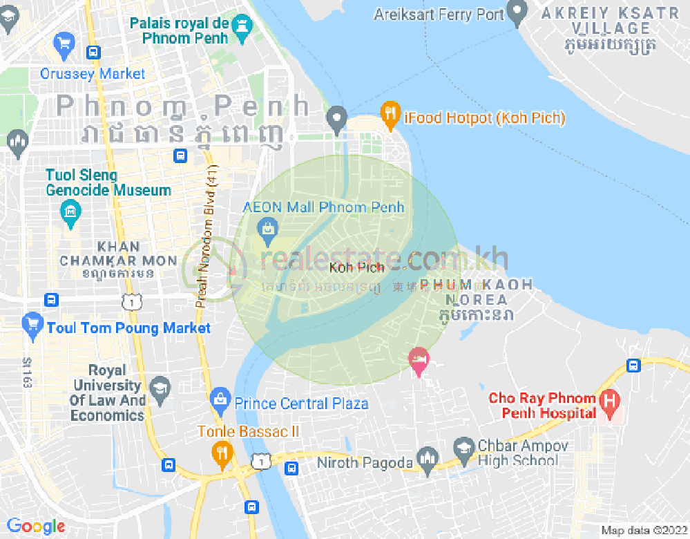 Mapa: Tonle Bassac, Chamkarmon, Phnom Penh