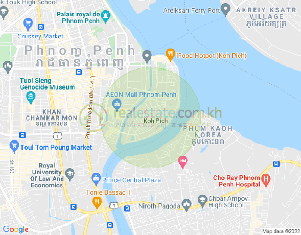 Mapa: Tonle Bassac, Chamkarmon, Phnom Penh