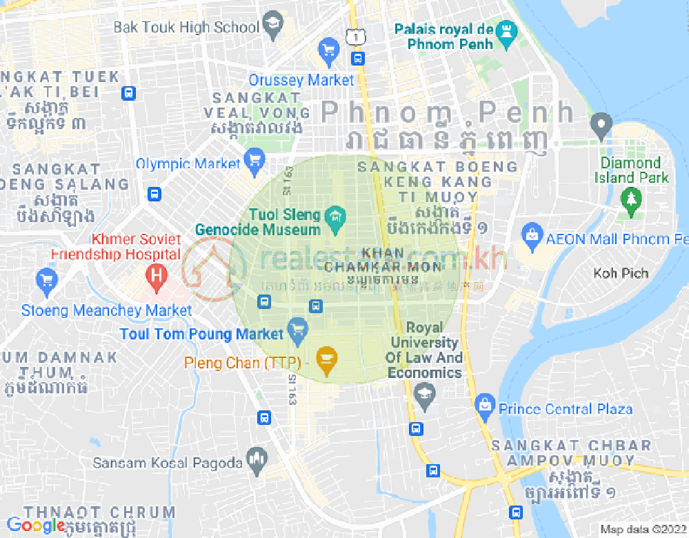 万景岗3分区（BKK3), 波哥堪, 金边地图