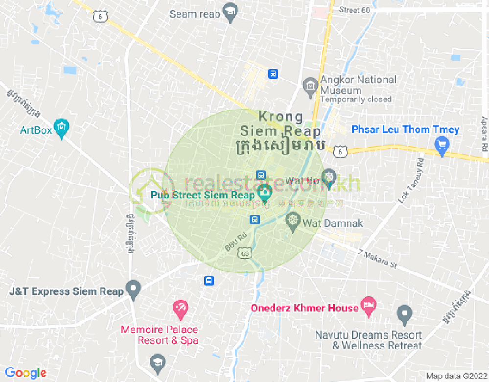 Mapa: Night Market Area, Svay Dankum, Siem Reap