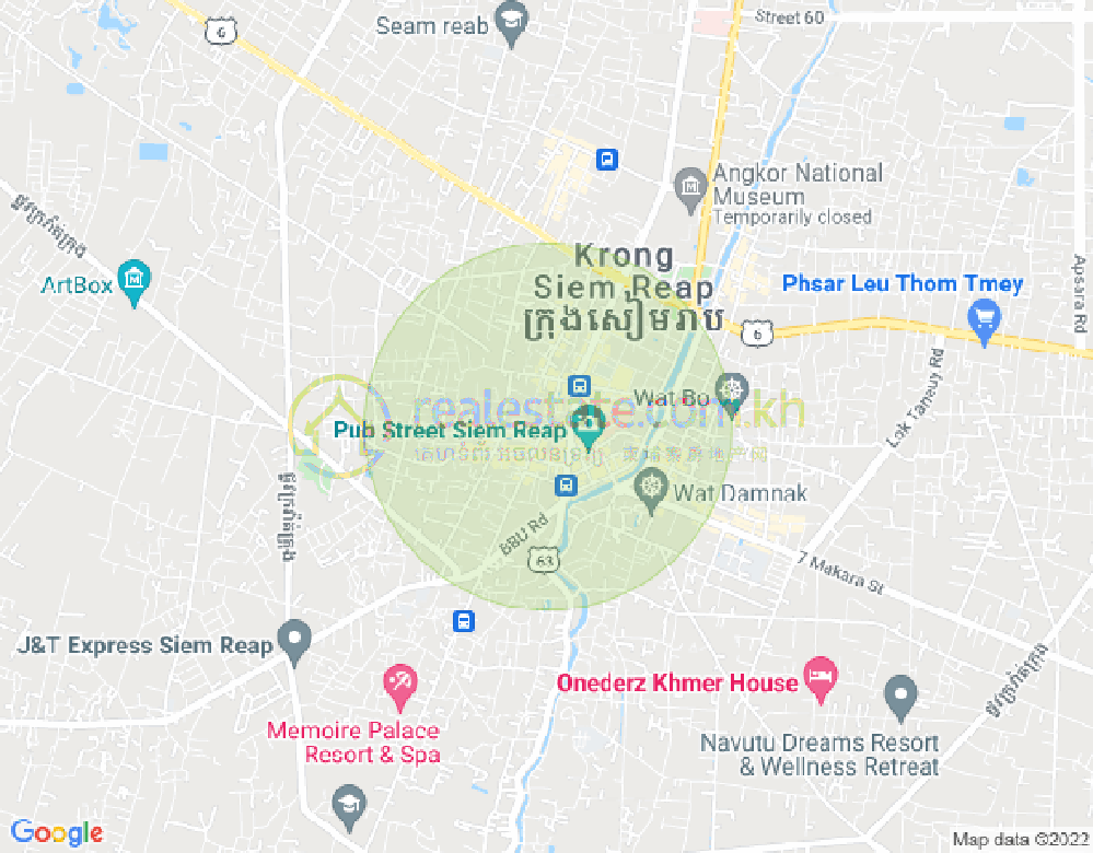 Map of Night Market Area, Svay Dankum, Siem Reap