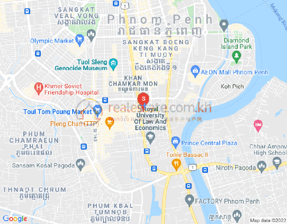 Mapa: Boeung Trabek, Chamkarmon, Phnom Penh