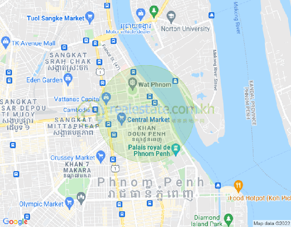 下市仔1分区, 隆边区, 金边地图