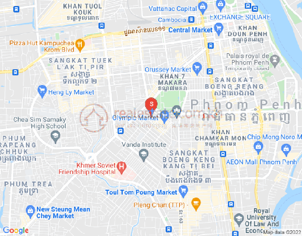 万景岗2分区（BKK2), 波哥堪, 金边地图