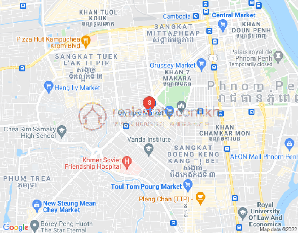 Map of Srah Chak, Daun Penh, Phnom Penh