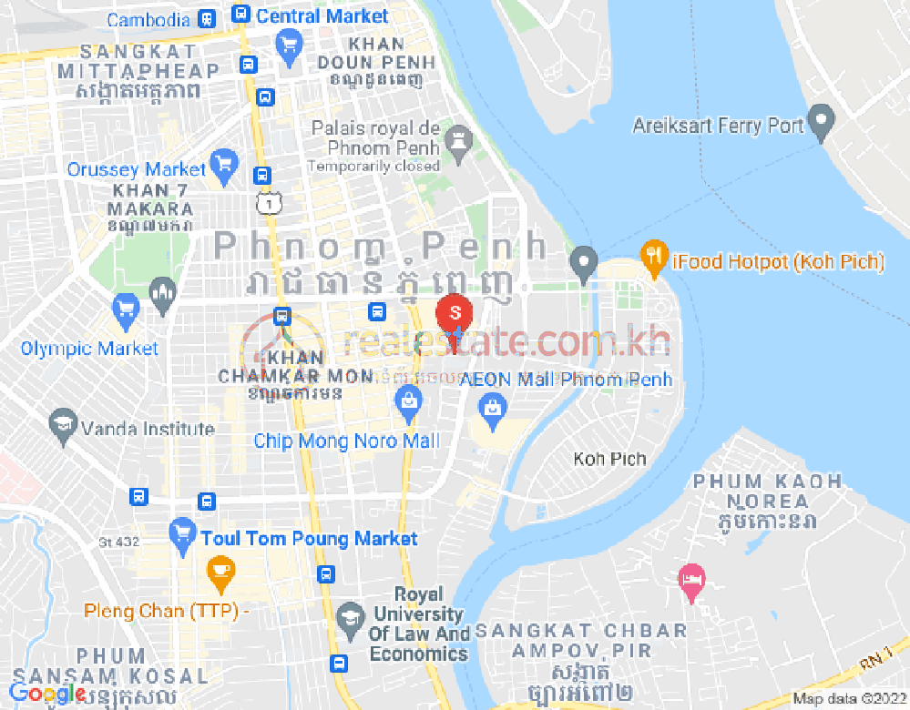 Map of Tonle Bassac, Chamkarmon, Phnom Penh