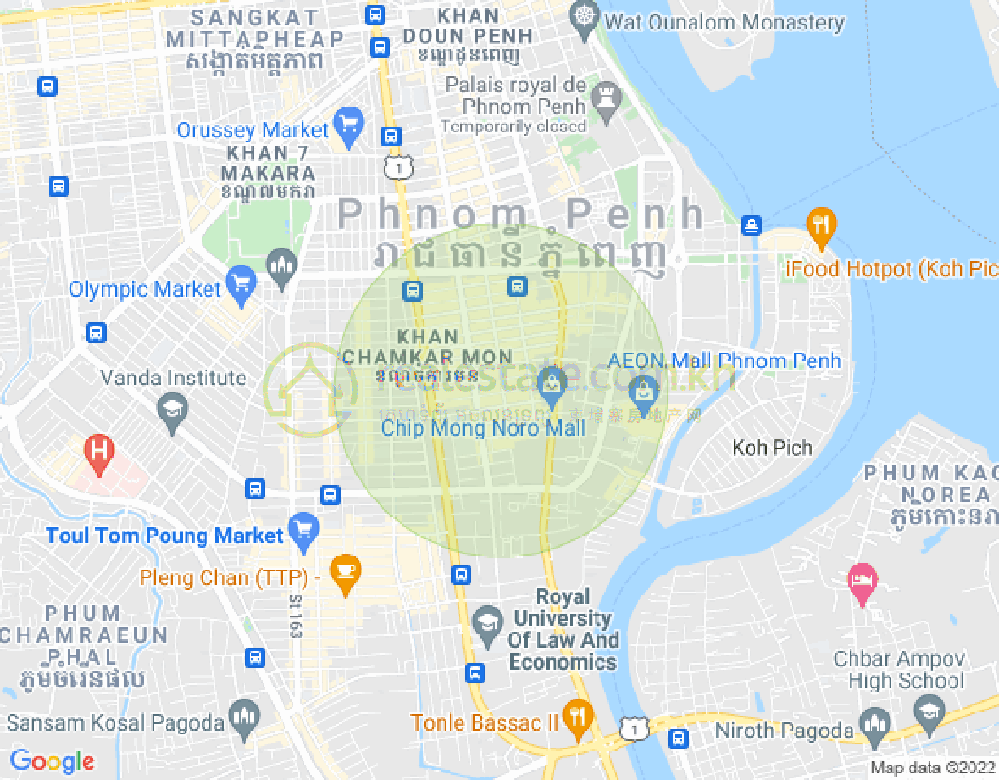 BKK 1, ボンケンコン, プノンペンの地図