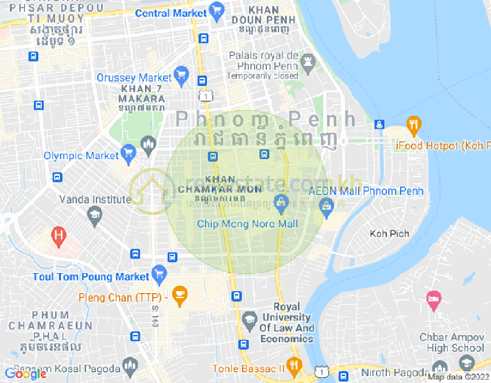 BKK 1, ボンケンコン, プノンペンの地図