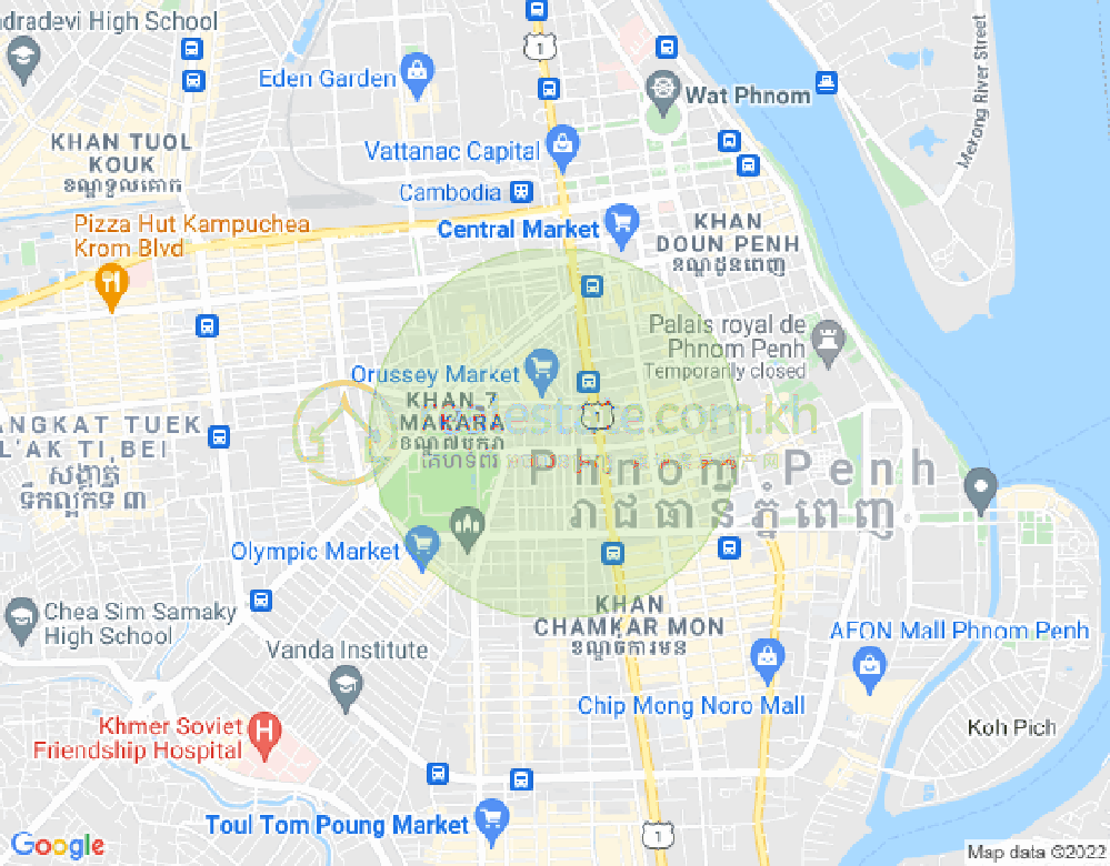 ボンリアン, ドーンペン, プノンペンの地図
