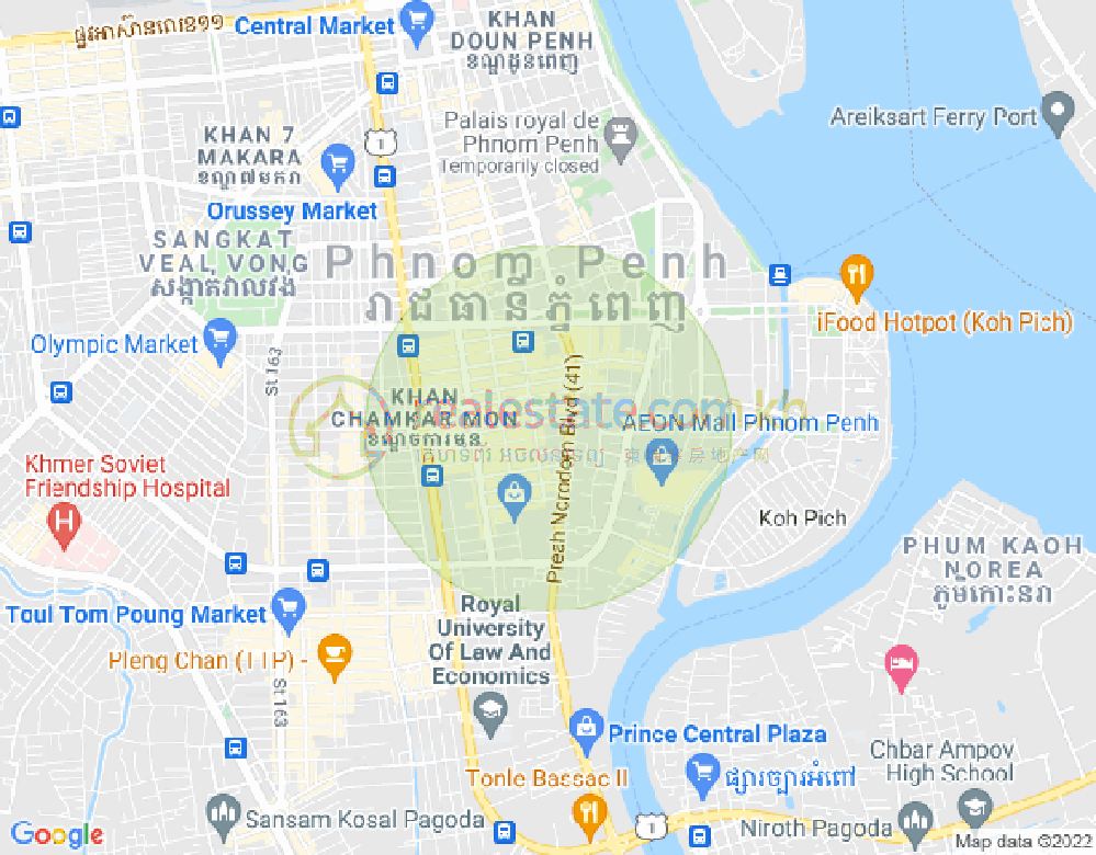 Map of BKK 1, Boeng Keng Kang, Phnom Penh