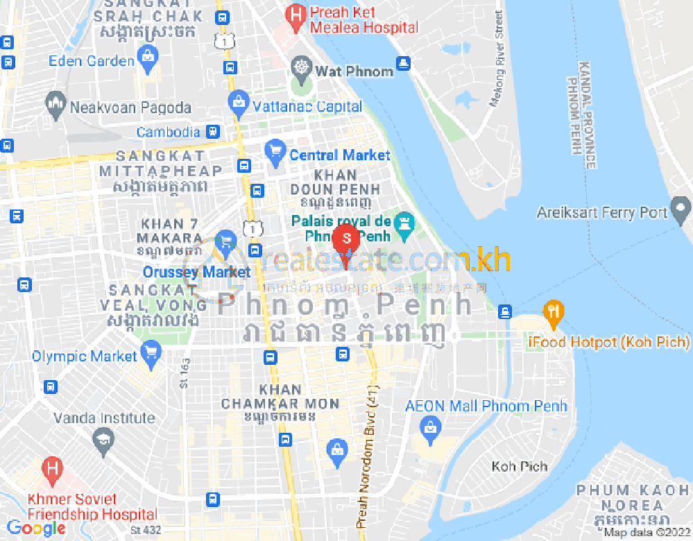 Map of Chakto Mukh, Daun Penh, Phnom Penh