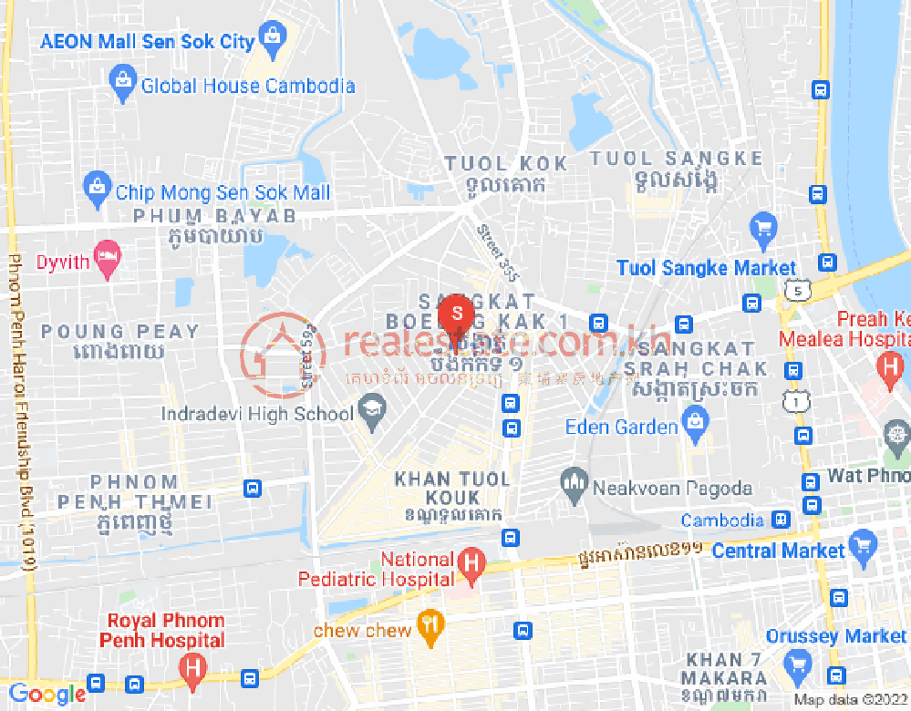 ブン・カック1, トゥールコーク, プノンペンの地図