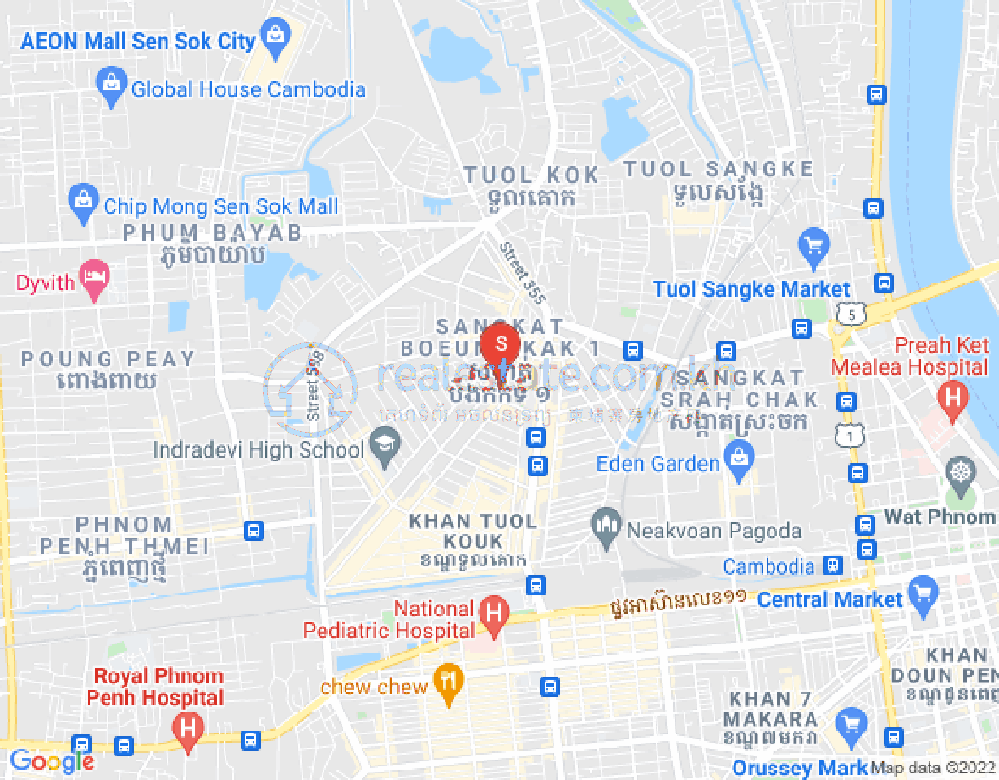 ブン・カック1, トゥールコーク, プノンペンの地図