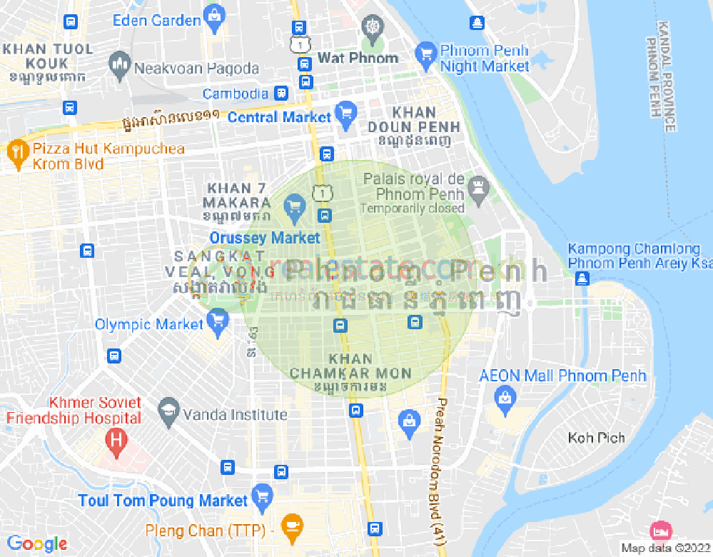Mapa: Boeng Reang, Daun Penh, Phnom Penh