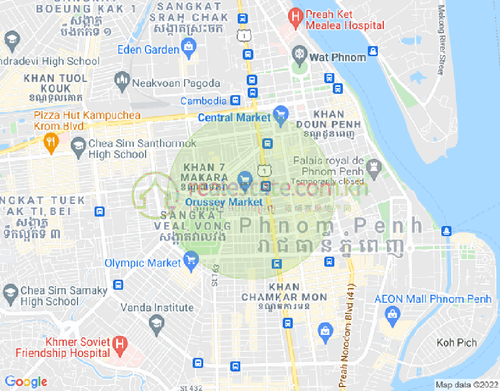 Mapa: Ou Ruessei 1, 7 Makara, Phnom Penh