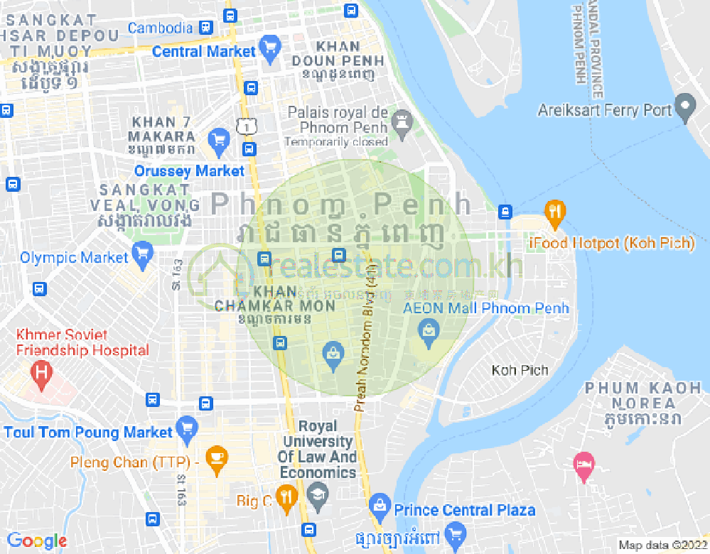 万景岗1分区（BKK1), 波哥堪, 金边地图