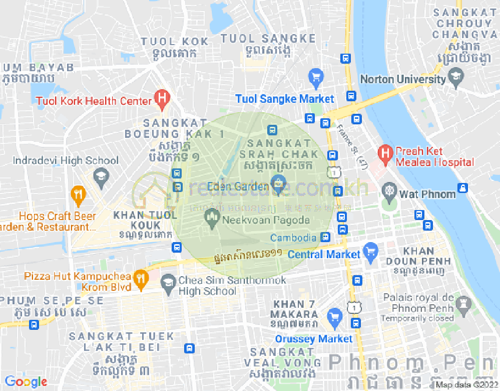 ブン・カック1, トゥールコーク, プノンペンの地図
