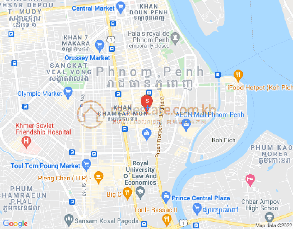 Mapa: BKK 1, Boeng Keng Kang, Phnom Penh