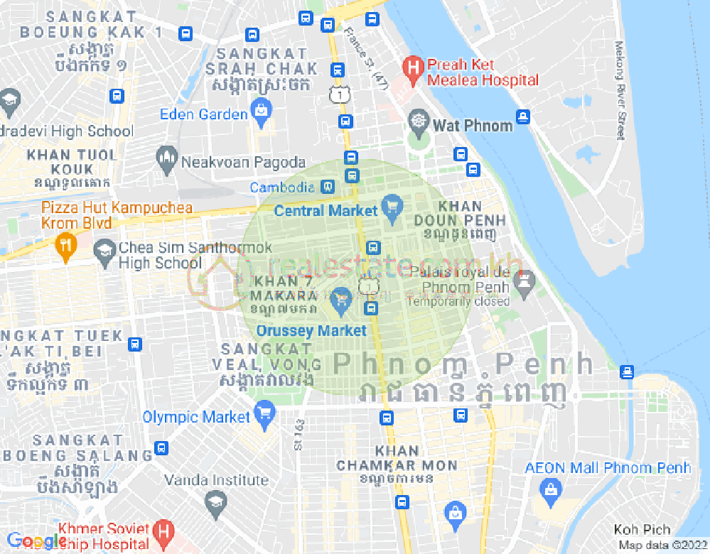 154, 新街市1分区, 隆边区, 金边地图