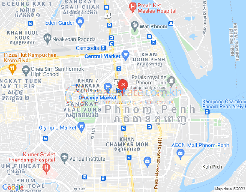 Mapa: Boeng Reang, Daun Penh, Phnom Penh