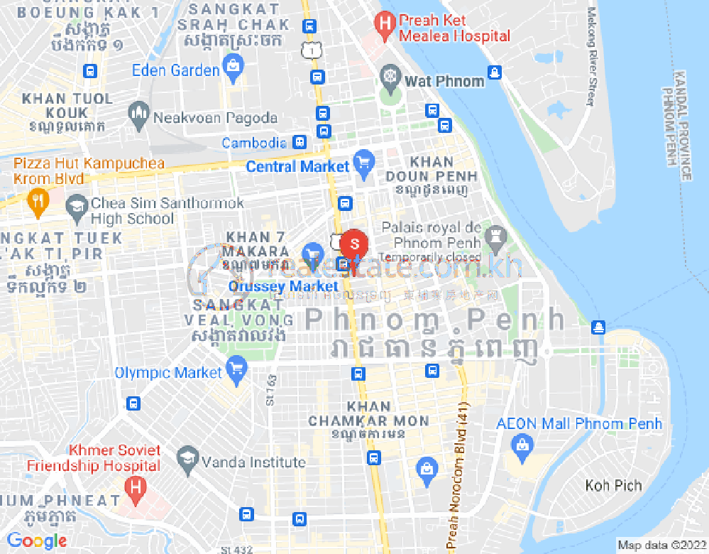 Mapa: Boeng Reang, Daun Penh, Phnom Penh