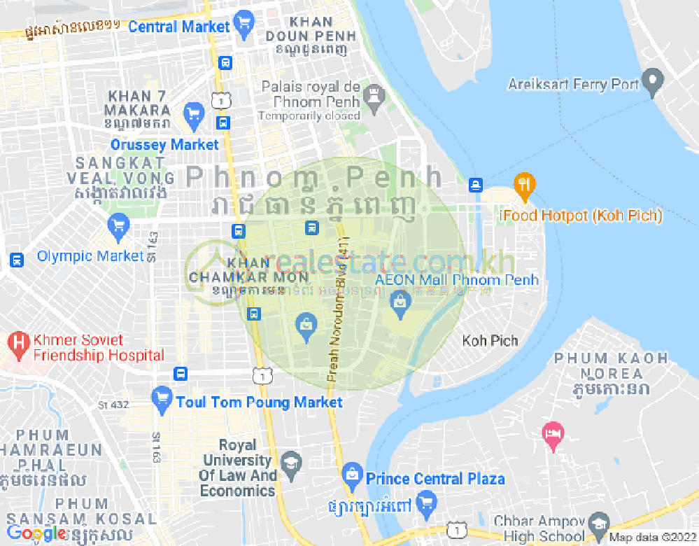 백색하구역, 짬까몬, 프놈펜 지도