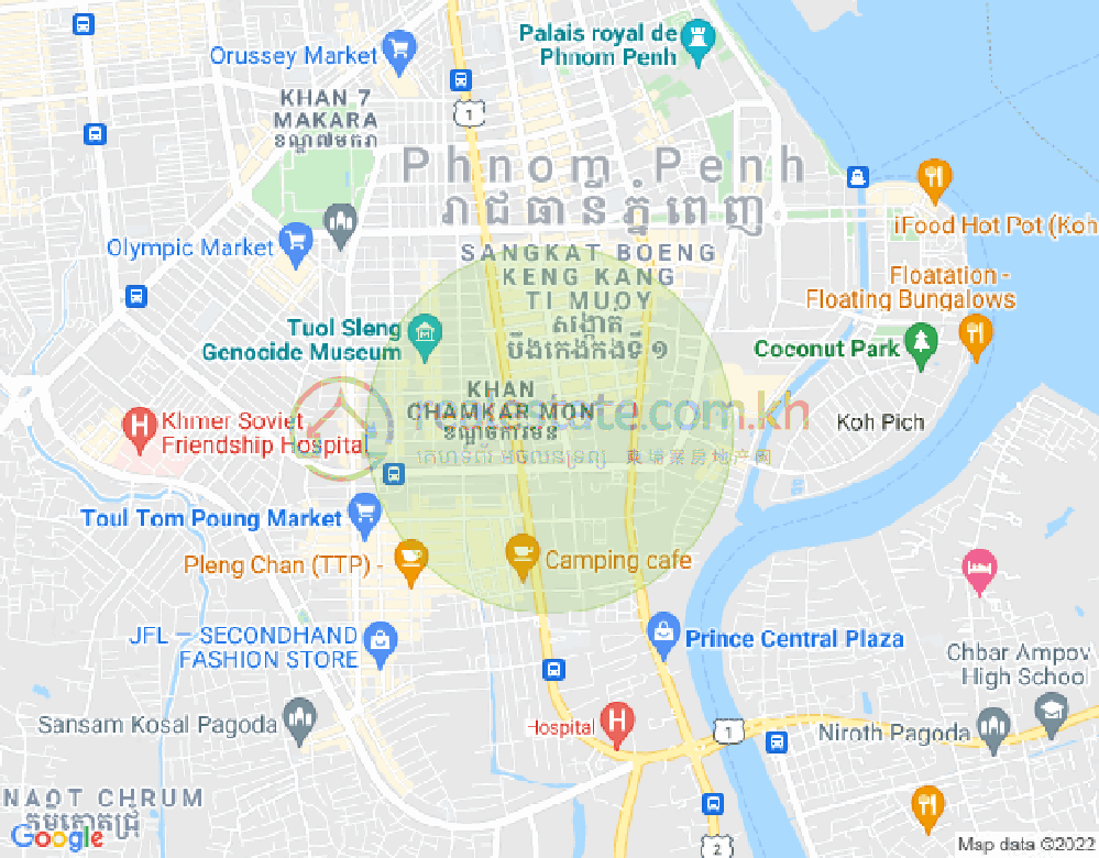 Mapa: BKK 2, Boeng Keng Kang, Phnom Penh
