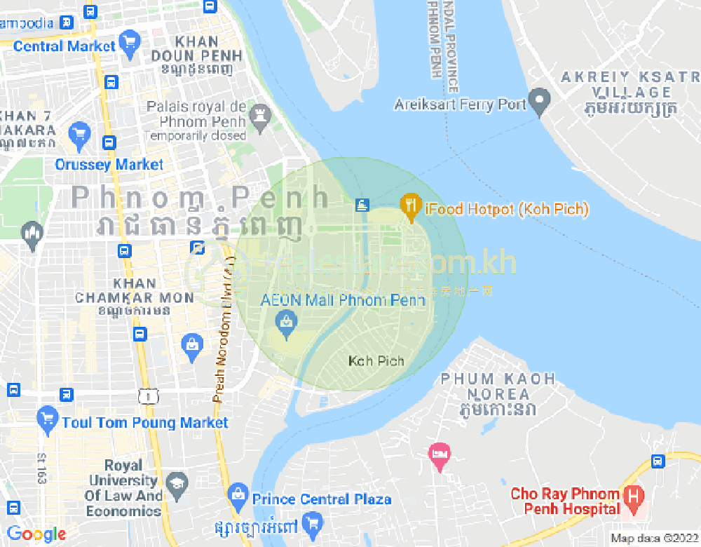 Map of Tonle Bassac, Chamkarmon, Phnom Penh