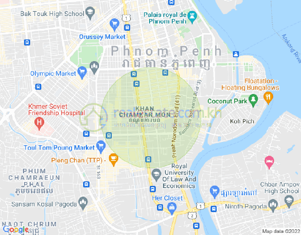 Map of BKK 2, Boeng Keng Kang, Phnom Penh