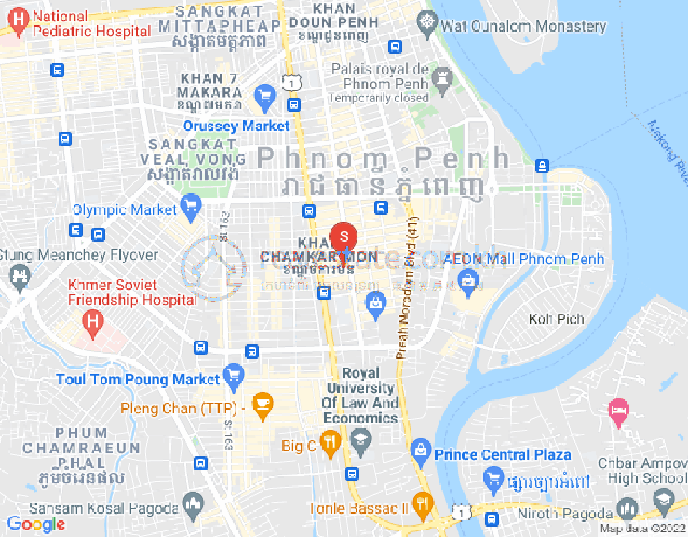 Mapa: BKK 1, Boeng Keng Kang, Phnom Penh