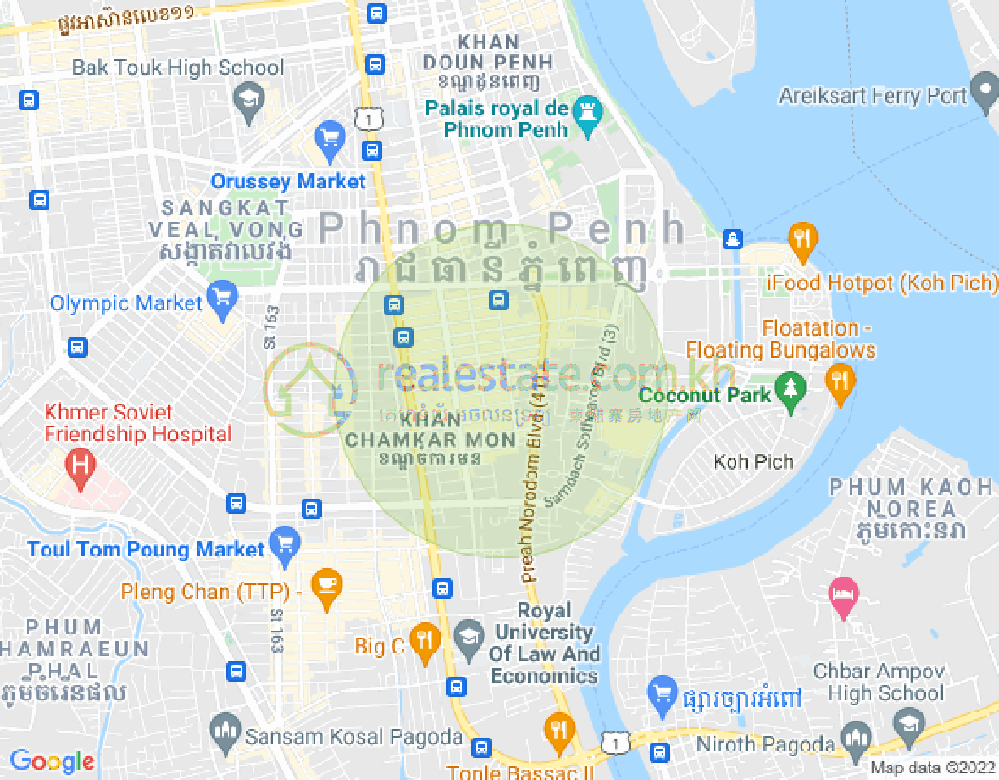 BKK 1, ボンケンコン, プノンペンの地図