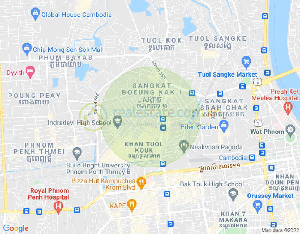 แผนที่ บึงกัก 1, ตuolโกก, พนมเปญ