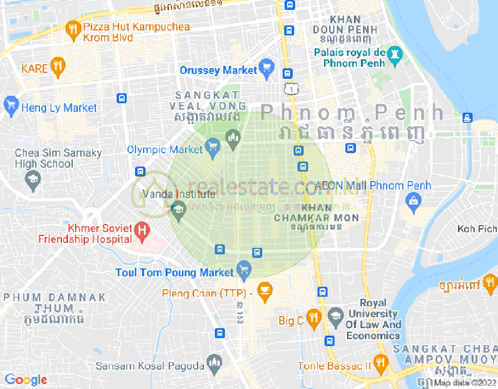 万景岗2分区（BKK2), 波哥堪, 金边地图