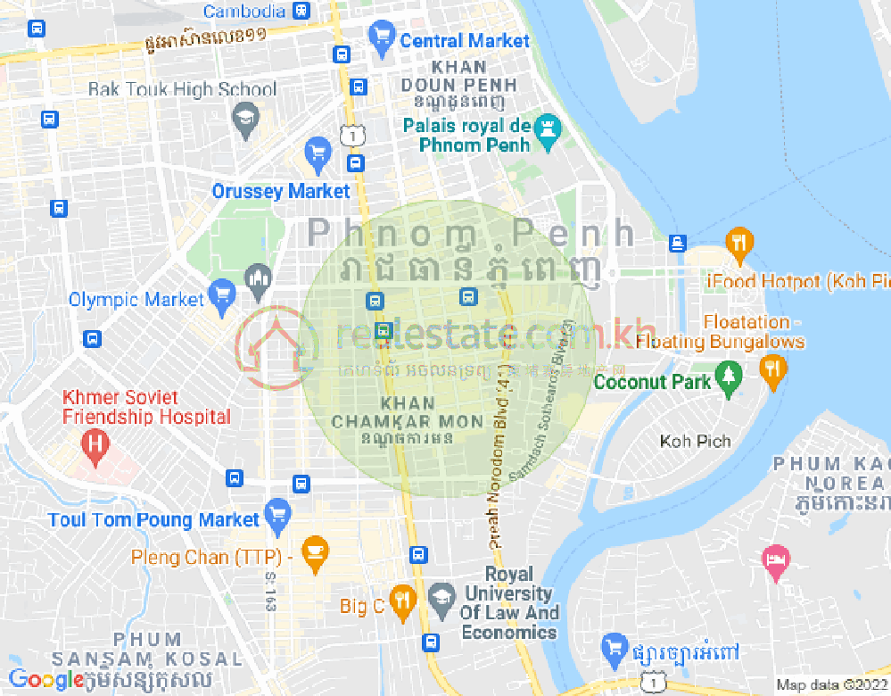 BKK 1, ボンケンコン, プノンペンの地図