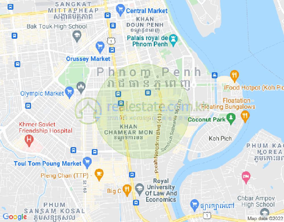 BKK 1, ボンケンコン, プノンペンの地図