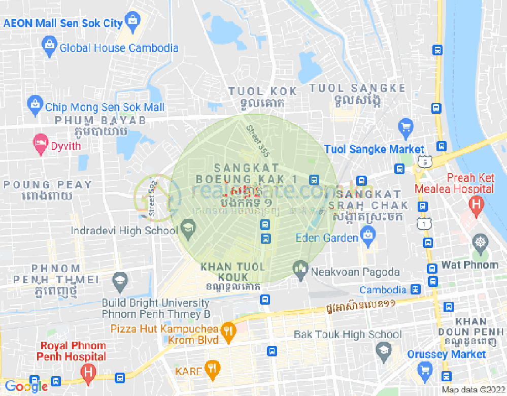 566, ブン・カック1, トゥールコーク, プノンペンの地図
