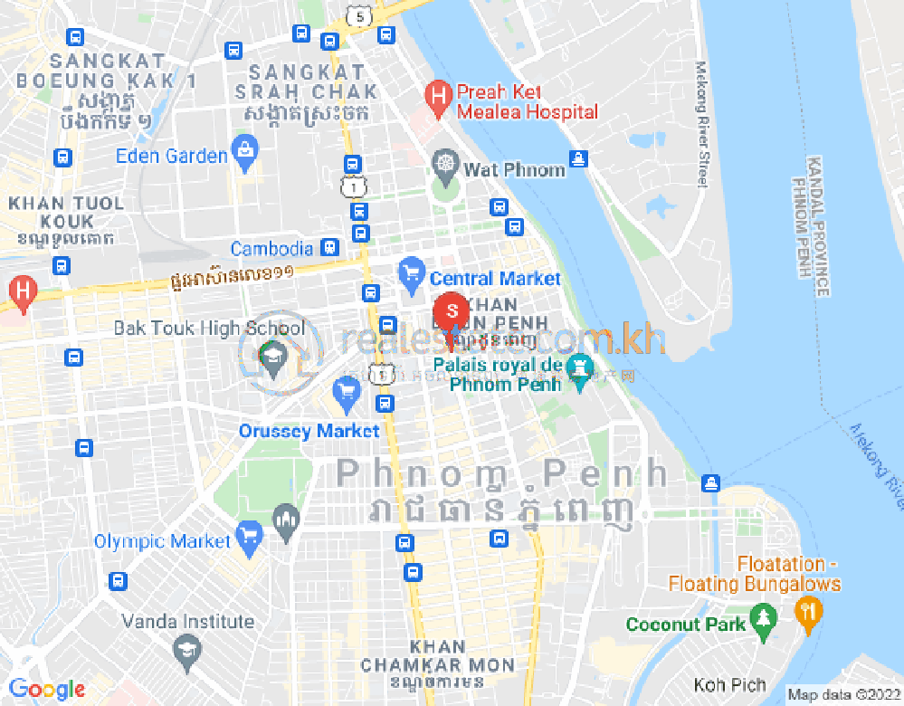 Map of Phsar Thmei I, Daun Penh, Phnom Penh