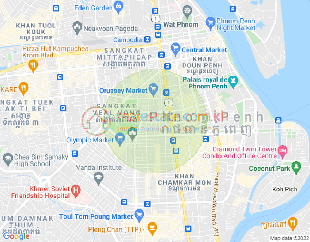 Boeung Prolit구역, 마카라구, 프놈펜 지도