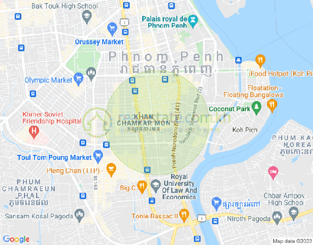 BKK 1, ボンケンコン, プノンペンの地図