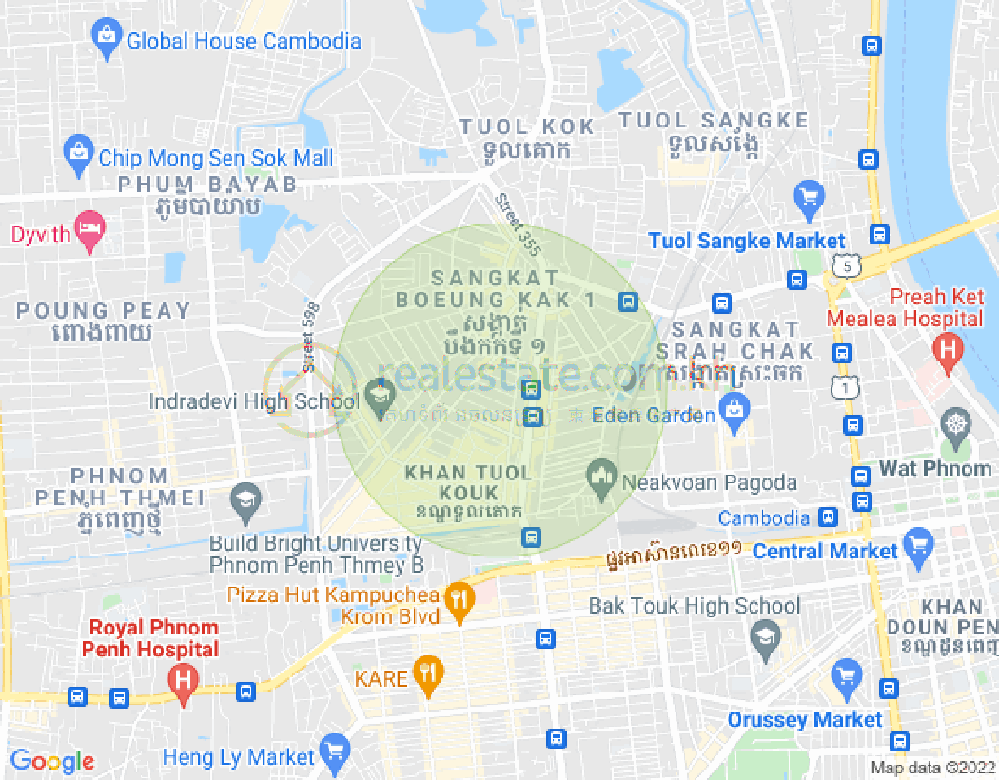 Map of Boeung Kak 1, Toul Kork, Phnom Penh