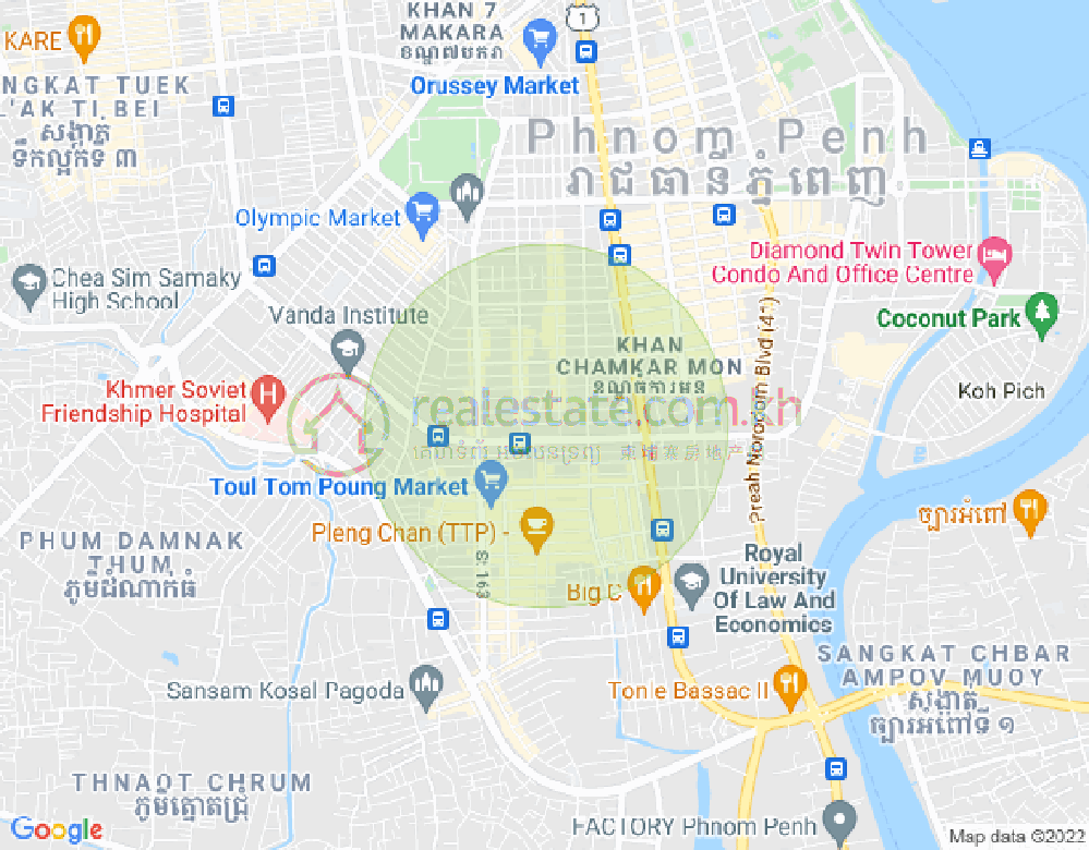 万景岗3分区（BKK3), 波哥堪, 金边地图