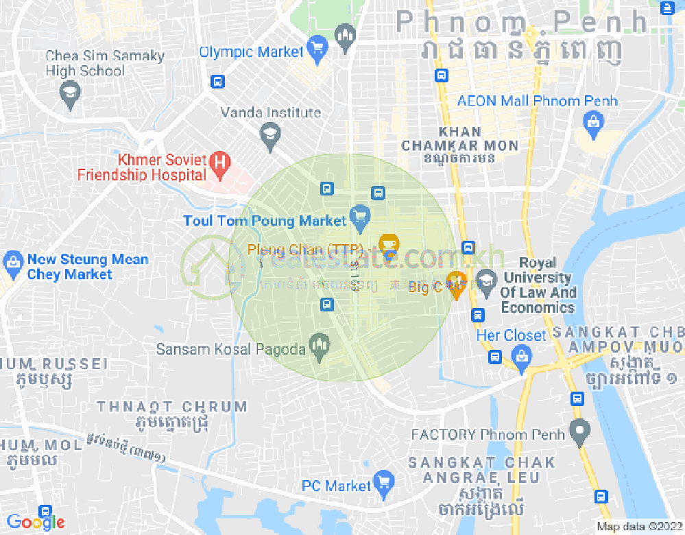 トゥールトンポン1, チャムカモン, プノンペンの地図