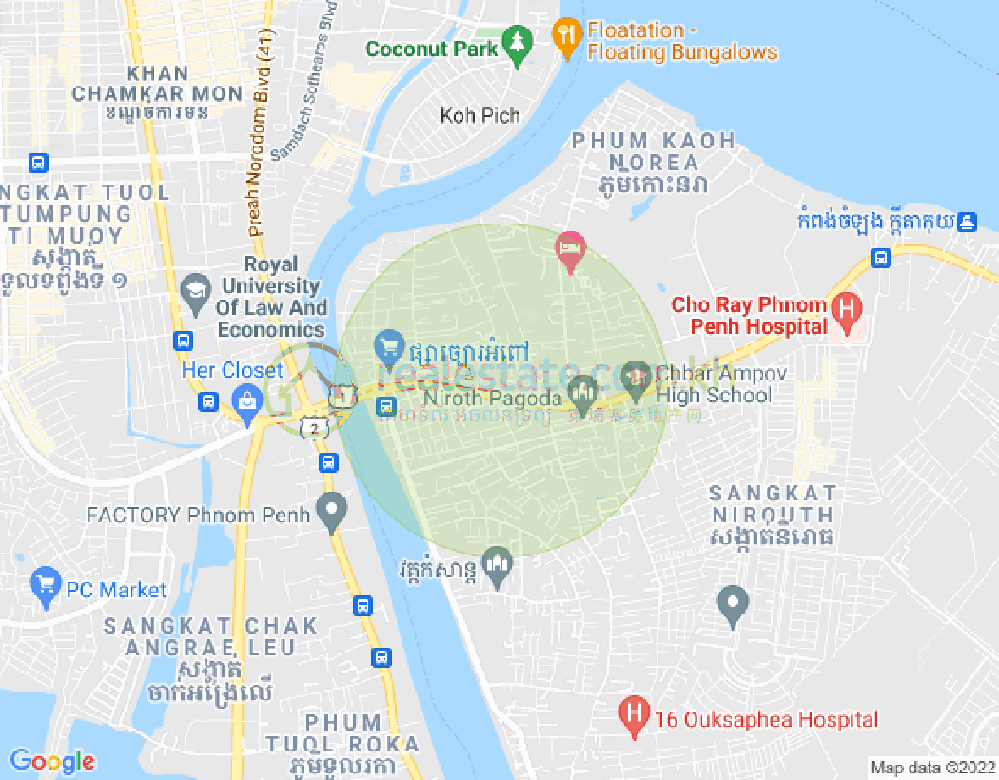 Mapa: Chbar Ampov I, Chbar Ampov, Phnom Penh