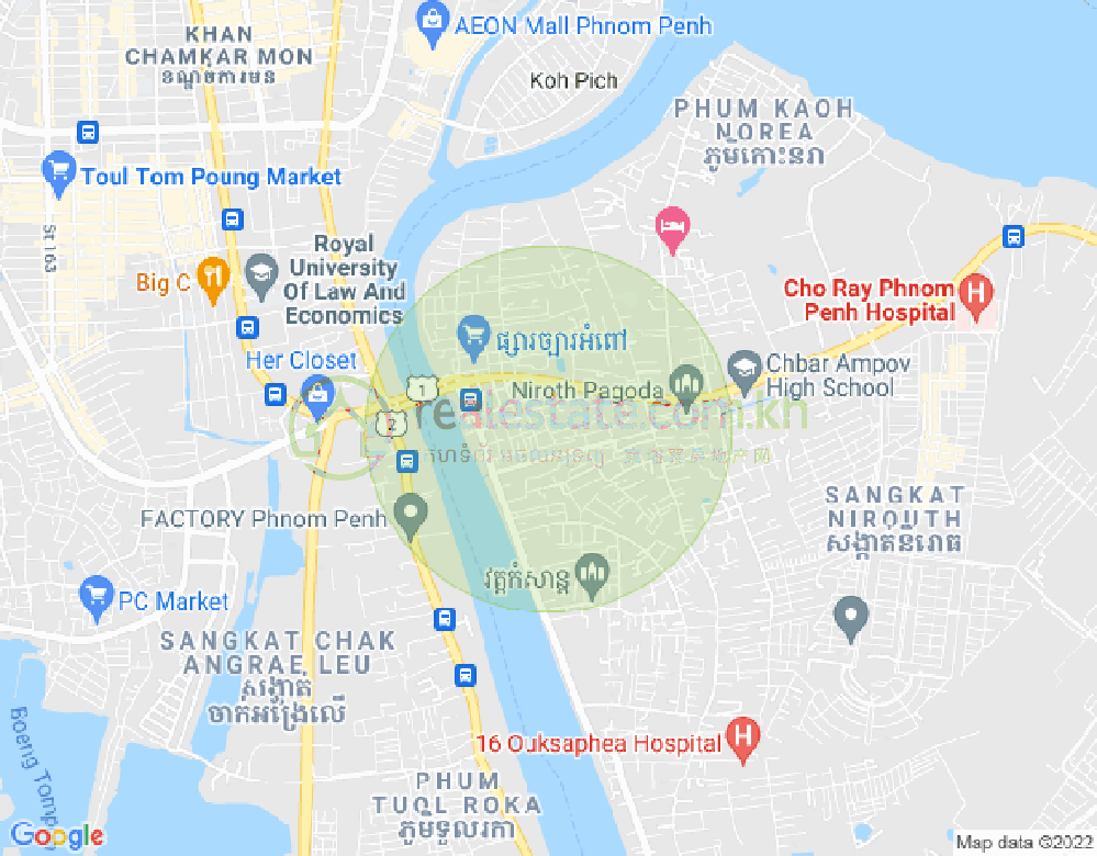 Mapa: Chbar Ampov I, Chbar Ampov, Phnom Penh